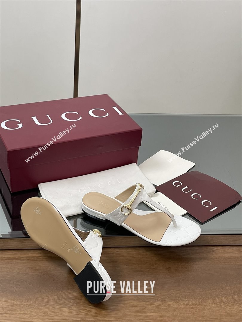 Gucci Thong Sandal with Horsebit in GG Leather 816590 White 2025 (MD-25080202)