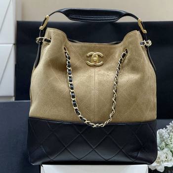 Chanel Suede Calfskin Shiny Lambskin Shopping Bag AS5636 Black/Brown 2025 Top Quality (SHUNY-25080407)