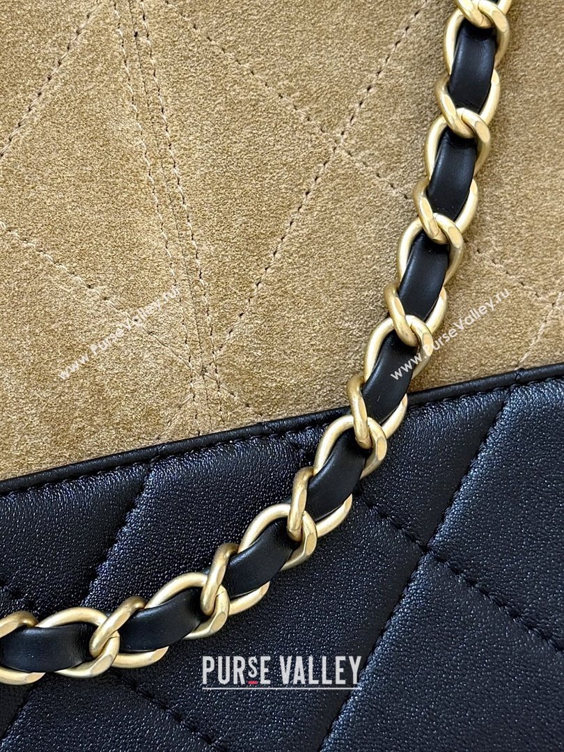 Chanel Suede Calfskin Shiny Lambskin Shopping Bag AS5636 Black/Brown 2025 Top Quality (SHUNY-25080407)