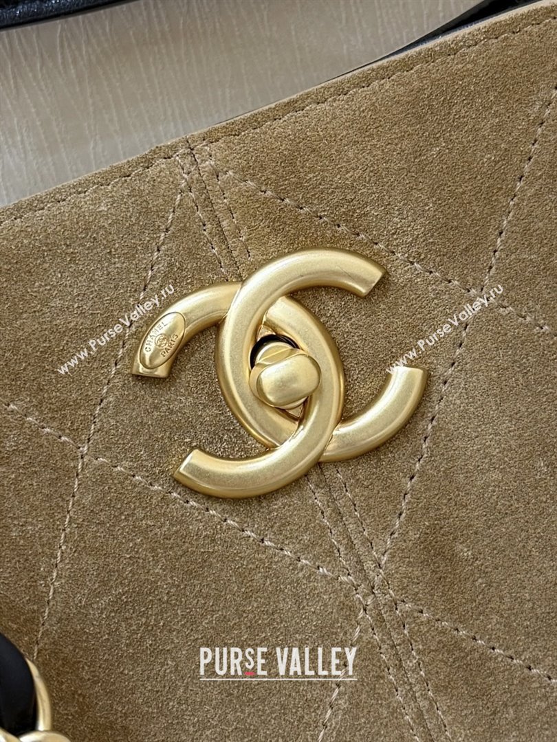 Chanel Suede Calfskin Shiny Lambskin Shopping Bag AS5636 Black/Brown 2025 Top Quality (SHUNY-25080407)