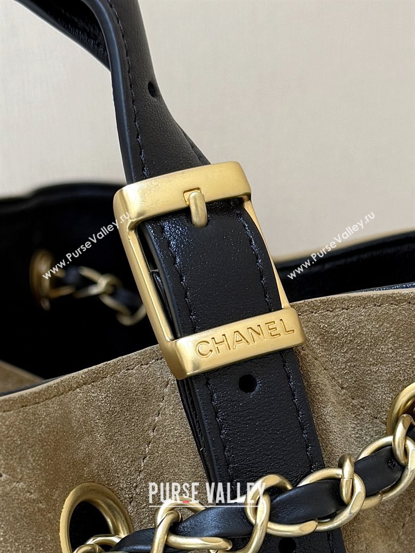 Chanel Suede Calfskin Shiny Lambskin Shopping Bag AS5636 Black/Brown 2025 Top Quality (SHUNY-25080407)