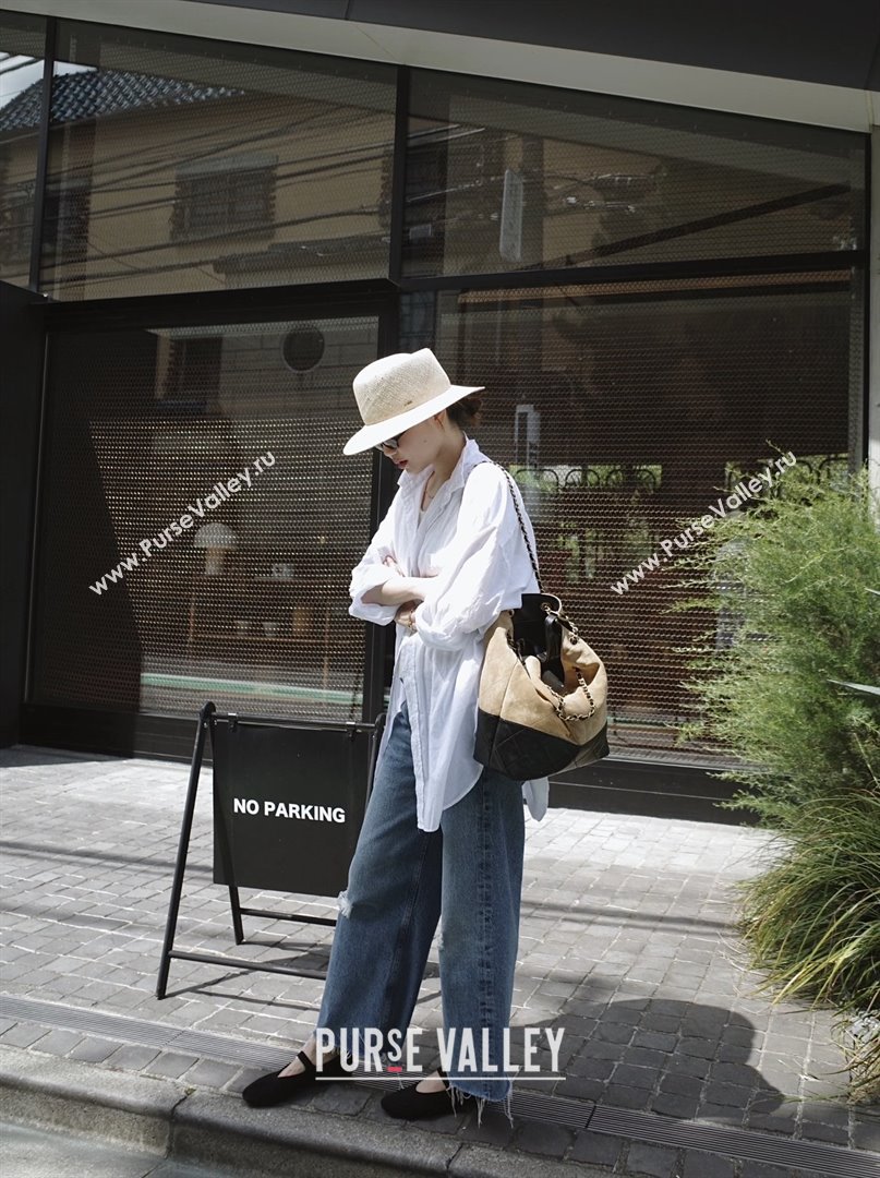 Chanel Suede Calfskin Shiny Lambskin Shopping Bag AS5636 Black/Brown 2025 Top Quality (SHUNY-25080407)