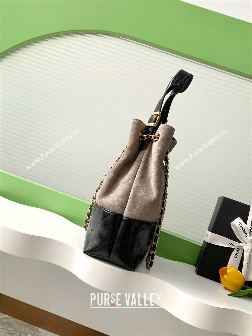 Chanel Suede Calfskin Lambskin Shopping Bag AS5636 Black/Grey 2025 (AFEI-25080411)