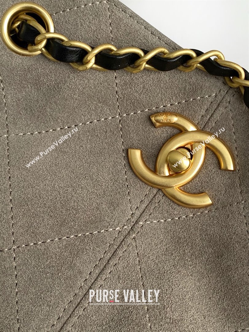 Chanel Suede Calfskin Lambskin Shopping Bag AS5636 Black/Grey 2025 (AFEI-25080411)