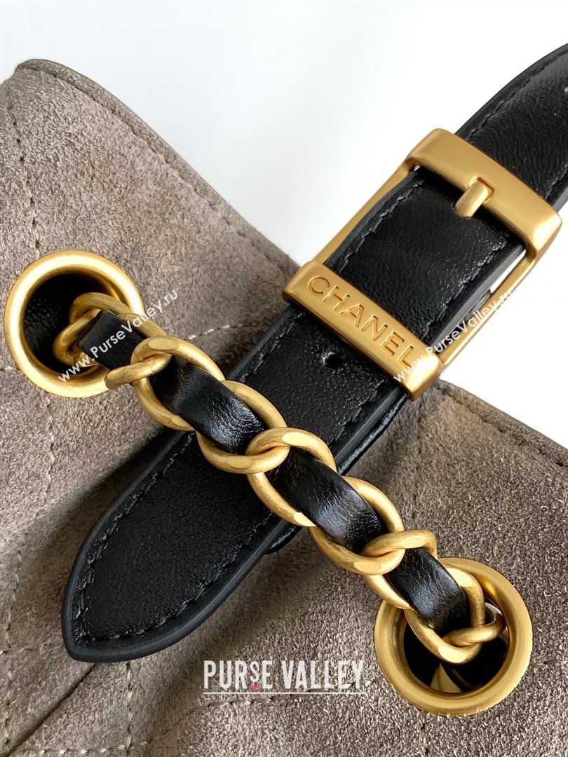 Chanel Suede Calfskin Lambskin Shopping Bag AS5636 Black/Grey 2025 (AFEI-25080411)