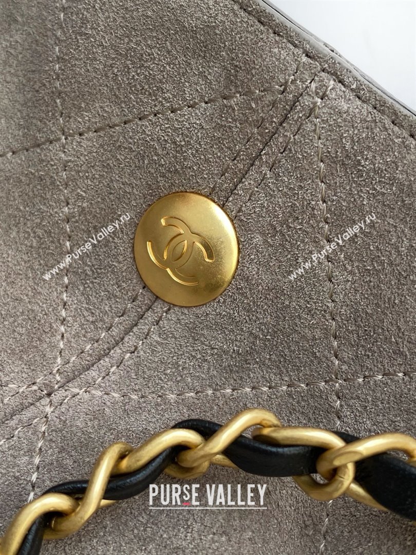 Chanel Suede Calfskin Lambskin Shopping Bag AS5636 Black/Grey 2025 (AFEI-25080411)