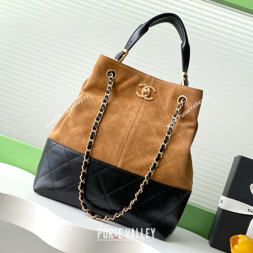 Chanel Suede Calfskin Lambskin Shopping Bag AS5636 Black/Brown 2025 (AFEI-25080412)