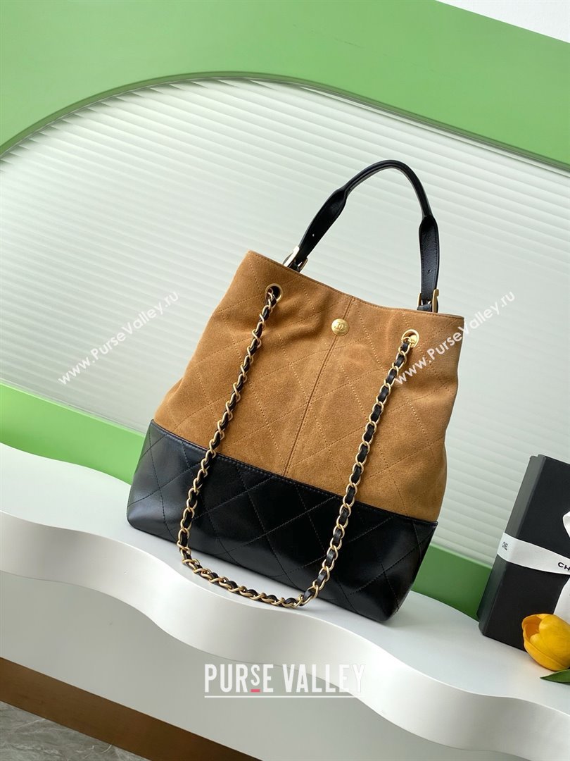 Chanel Suede Calfskin Lambskin Shopping Bag AS5636 Black/Brown 2025 (AFEI-25080412)