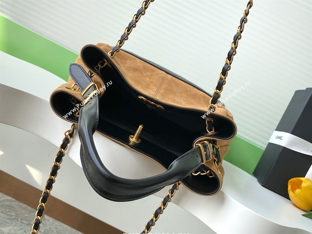 Chanel Suede Calfskin Lambskin Shopping Bag AS5636 Black/Brown 2025 (AFEI-25080412)