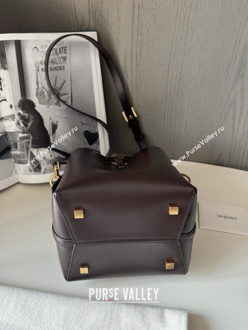 Saint Laurent Le 37 Small Bucket bag in Shiny Leather 749036 Coffee Red 2025 Top Quality (HONGS-25080507)