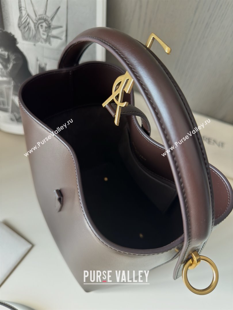 Saint Laurent Le 37 Small Bucket bag in Shiny Leather 749036 Coffee Red 2025 Top Quality (HONGS-25080507)