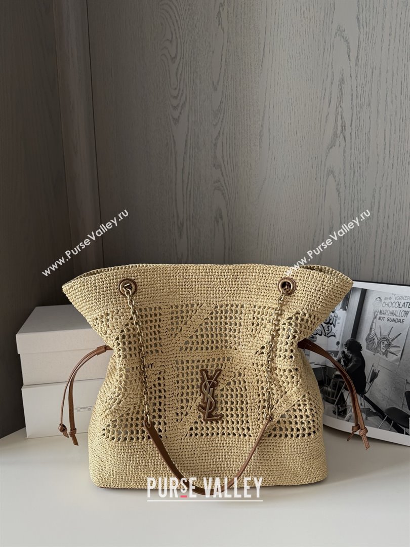 Saint Laurent Jamie Shopping Bag in Raffia Straw 809824 Beige 2025 Top Quality (HONGS-25080510)