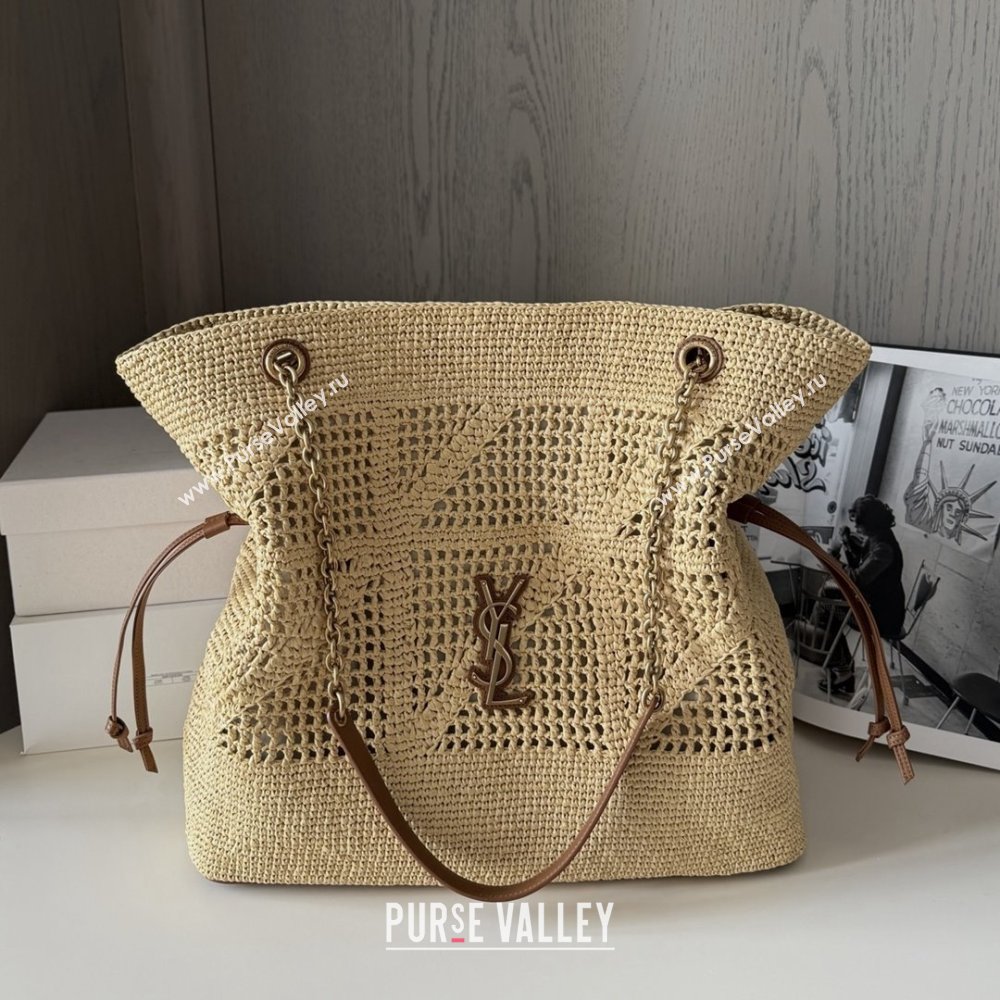 Saint Laurent Jamie Shopping Bag in Raffia Straw 809824 Beige 2025 Top Quality (HONGS-25080510)