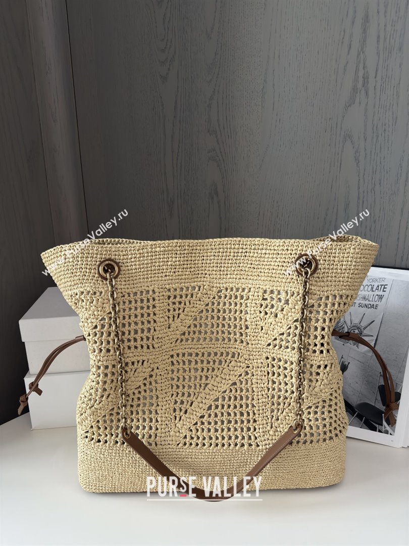 Saint Laurent Jamie Shopping Bag in Raffia Straw 809824 Beige 2025 Top Quality (HONGS-25080510)