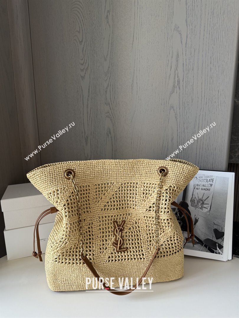 Saint Laurent Jamie Shopping Bag in Raffia Straw 809824 Beige 2025 Top Quality (HONGS-25080510)