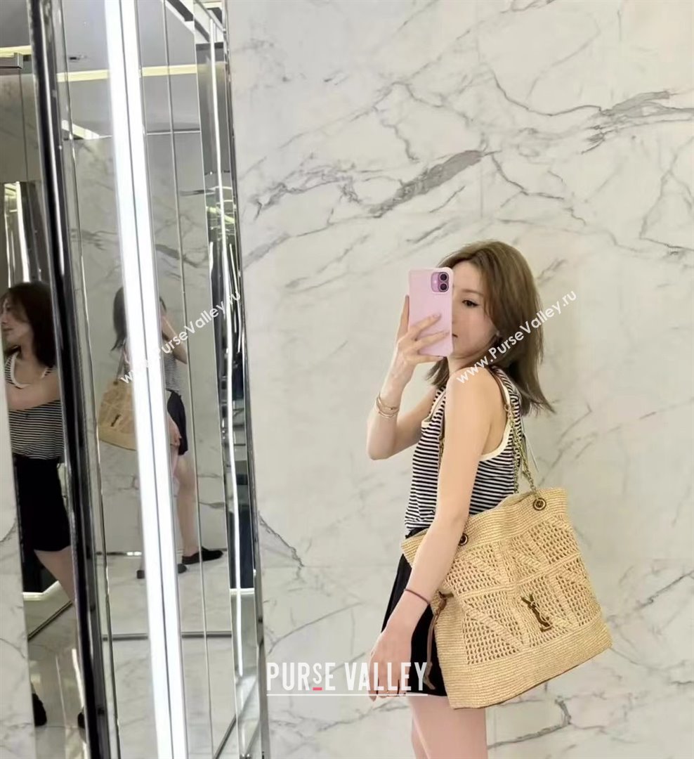 Saint Laurent Jamie Shopping Bag in Raffia Straw 809824 Beige 2025 Top Quality (HONGS-25080510)