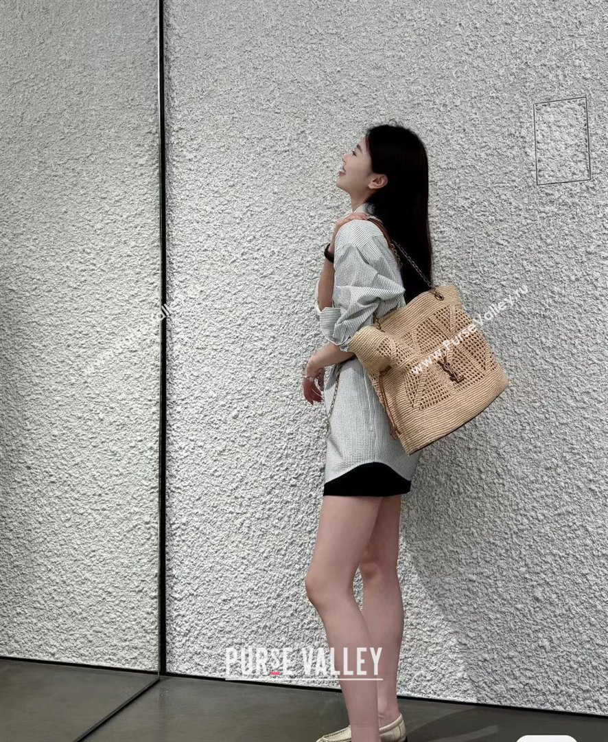Saint Laurent Jamie Shopping Bag in Raffia Straw 809824 Beige 2025 Top Quality (HONGS-25080510)