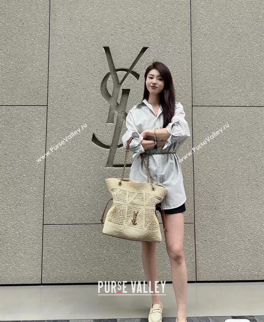 Saint Laurent Jamie Shopping Bag in Raffia Straw 809824 Beige 2025 Top Quality (HONGS-25080510)