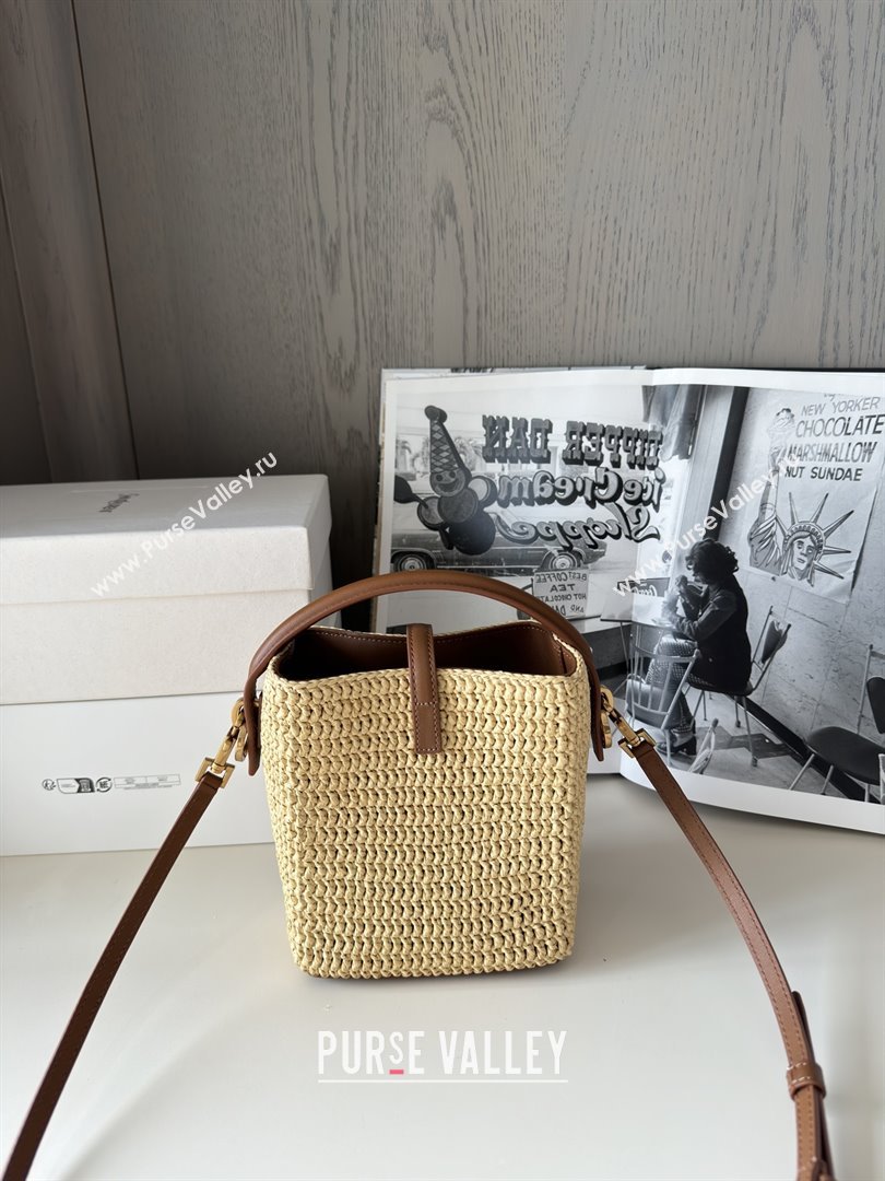 Saint Laurent LE 37 Mini Bucket Bag in Raffia 765870 Beige 2025 Top Quality (HONGS-25080613)