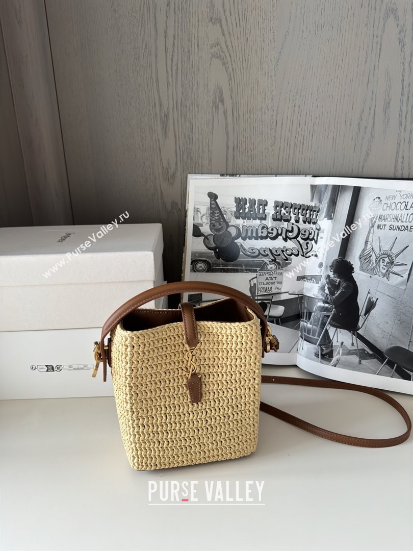 Saint Laurent LE 37 Mini Bucket Bag in Raffia 765870 Beige 2025 Top Quality (HONGS-25080613)