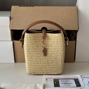 Saint Laurent LE 37 Mini Bucket Bag in Raffia 765870 Beige 2025 Top Quality (HONGS-25080613)