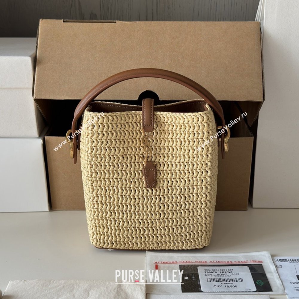 Saint Laurent LE 37 Mini Bucket Bag in Raffia 765870 Beige 2025 Top Quality (HONGS-25080613)