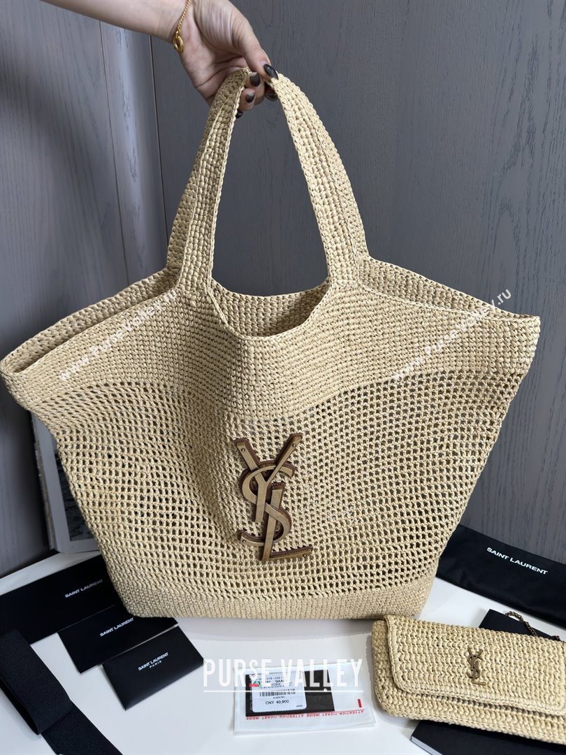 Saint Laurent Icare Tote Bag in Raffia Straw 772191 Beige 2025 Top Quality (HONGS-25080614)