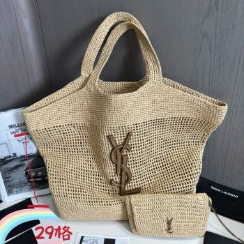 Saint Laurent Icare Tote Bag in Raffia Straw 772191 Beige 2025 Top Quality (HONGS-25080614)