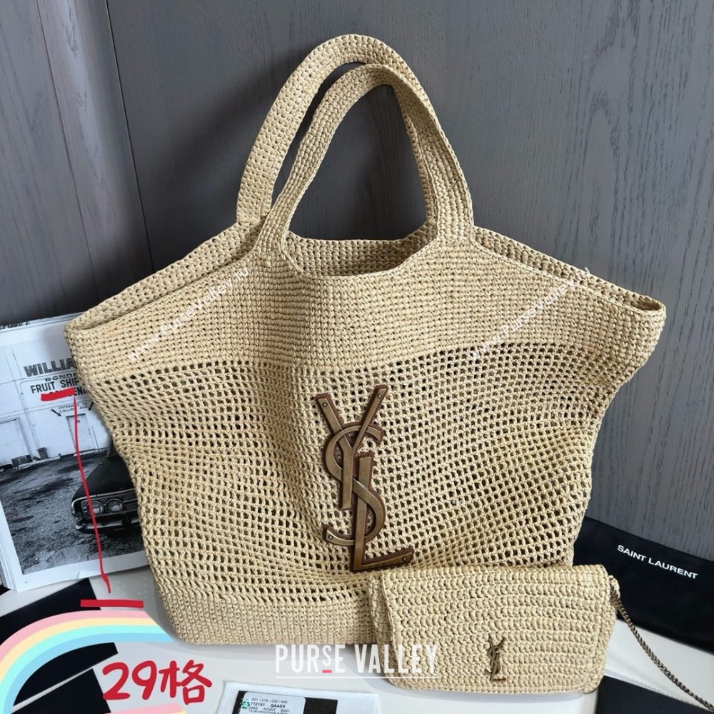 Saint Laurent Icare Tote Bag in Raffia Straw 772191 Beige 2025 Top Quality (HONGS-25080614)
