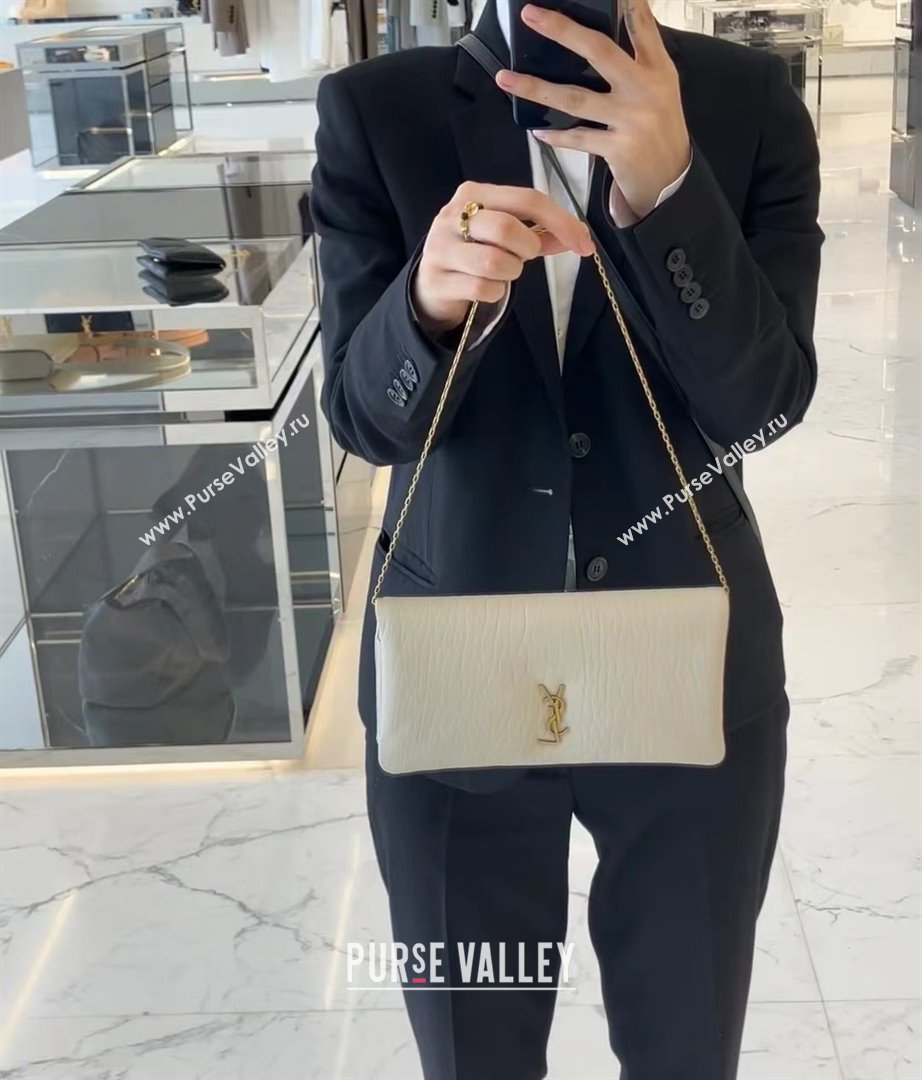 Saint Laurent Calypso Chain Mini Bag in Finely Grained Leather 801712 White 2025 Top Quality (HONGS-25080617)