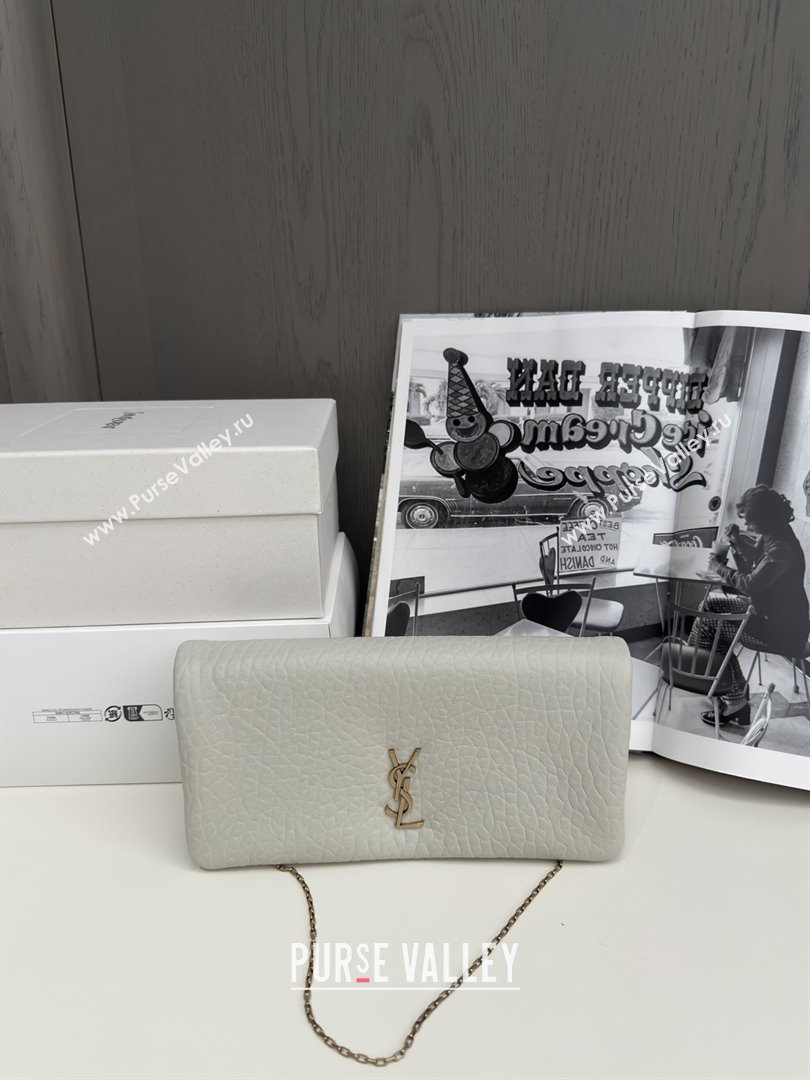 Saint Laurent Calypso Chain Mini Bag in Finely Grained Leather 801712 White 2025 Top Quality (HONGS-25080617)