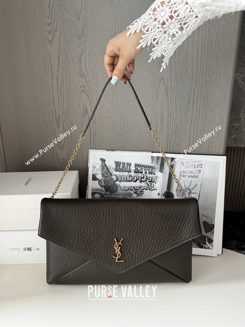 Saint Laurent Cassander XXL Envelope Pouch On Chain in Grained Lambskin 841702 Light Musk 2025 (HONGS-25080622)