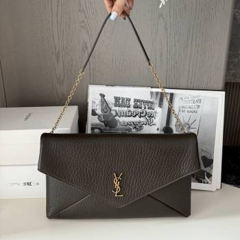 Saint Laurent Cassander XXL Envelope Pouch On Chain in Grained Lambskin 841702 Light Musk 2025 (HONGS-25080622)