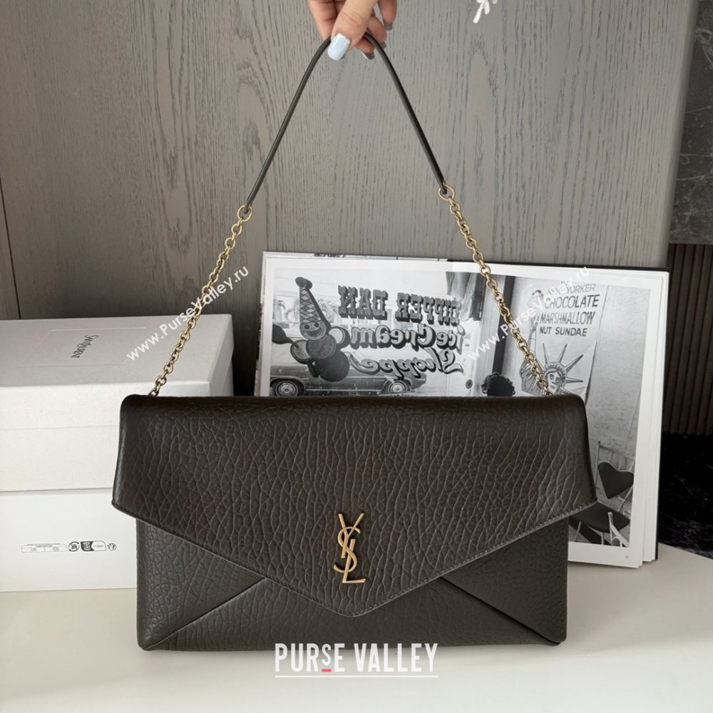 Saint Laurent Cassander XXL Envelope Pouch On Chain in Grained Lambskin 841702 Light Musk 2025 (HONGS-25080622)