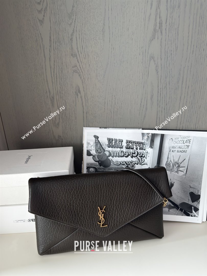 Saint Laurent Cassander XXL Envelope Pouch On Chain in Grained Lambskin 841702 Light Musk 2025 (HONGS-25080622)