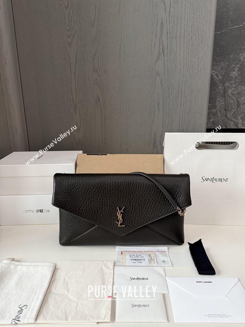Saint Laurent Cassander XXL Envelope Pouch On Chain in Grained Lambskin 841702 Light Musk 2025 (HONGS-25080622)