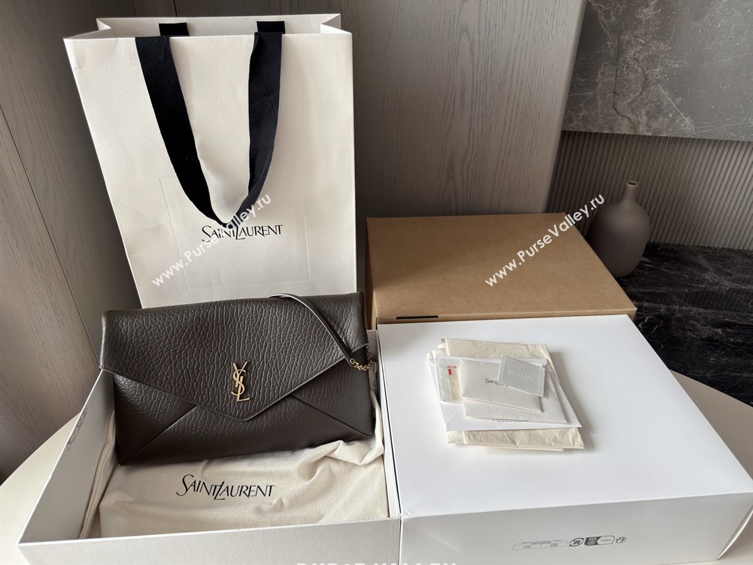 Saint Laurent Cassander XXL Envelope Pouch On Chain in Grained Lambskin 841702 Light Musk 2025 (HONGS-25080622)