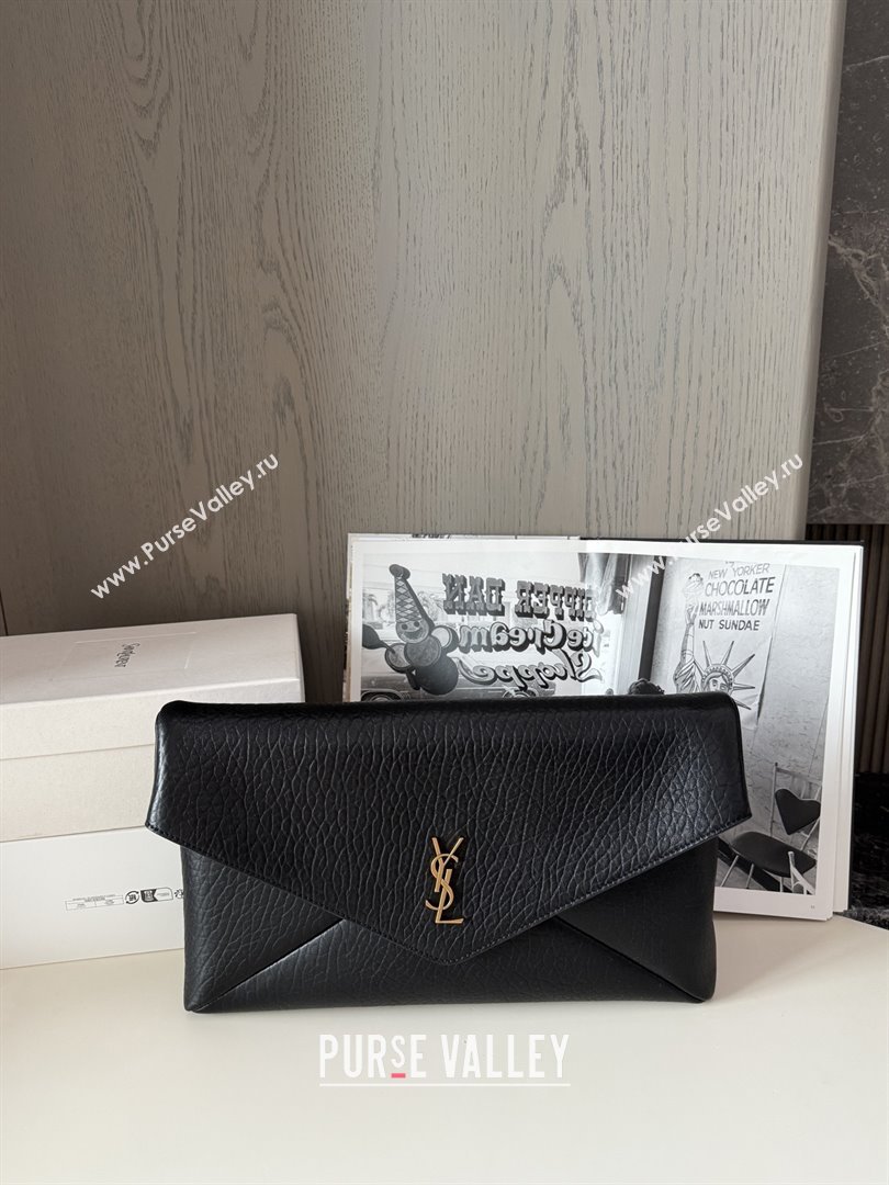 Saint Laurent Cassander XXL Envelope Pouch On Chain in Grained Lambskin 841702 Black 2025 (HONGS-25080623)