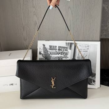 Saint Laurent Cassander XXL Envelope Pouch On Chain in Grained Lambskin 841702 Black 2025 (HONGS-25080623)