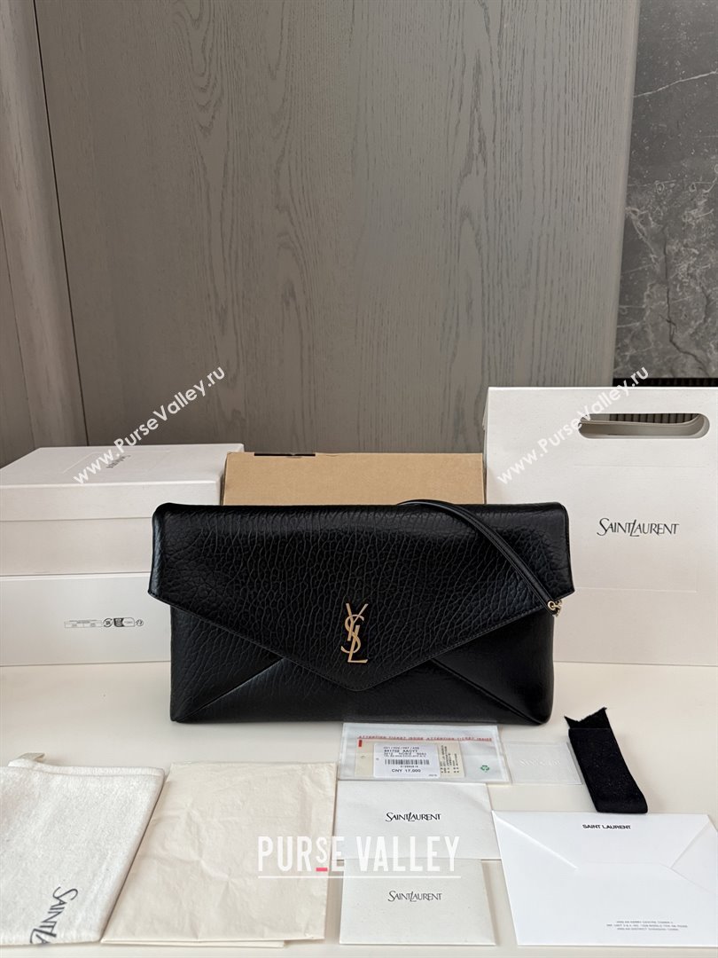 Saint Laurent Cassander XXL Envelope Pouch On Chain in Grained Lambskin 841702 Black 2025 (HONGS-25080623)