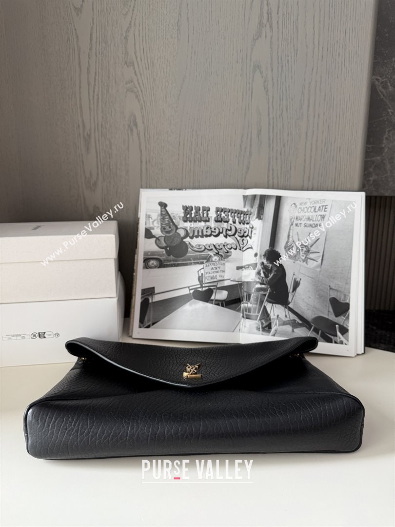 Saint Laurent Cassander XXL Envelope Pouch On Chain in Grained Lambskin 841702 Black 2025 (HONGS-25080623)