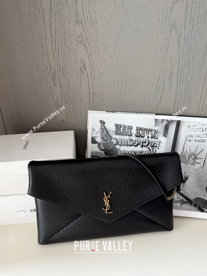 Saint Laurent Cassander XXL Envelope Pouch On Chain in Grained Lambskin 841702 Black 2025 (HONGS-25080623)