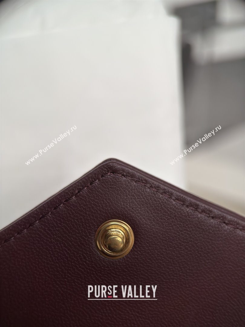 Saint Laurent Cassandre Matelasse Envelope Chain Wallet in Lambskin 742920 Burgundy 2024 (HONGS-25081106)