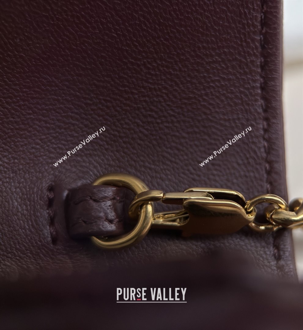 Saint Laurent Cassandre Matelasse Envelope Chain Wallet in Lambskin 742920 Burgundy 2024 (HONGS-25081106)