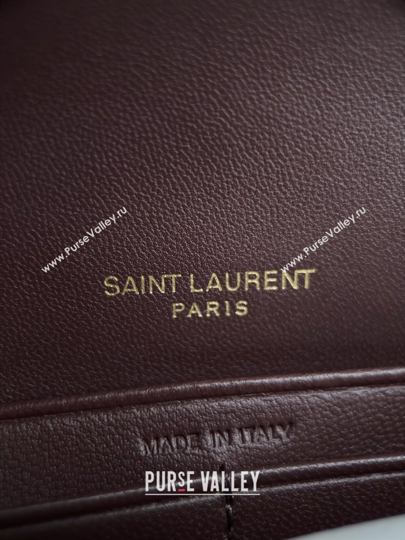 Saint Laurent Cassandre Matelasse Envelope Chain Wallet in Lambskin 742920 Burgundy 2024 (HONGS-25081106)