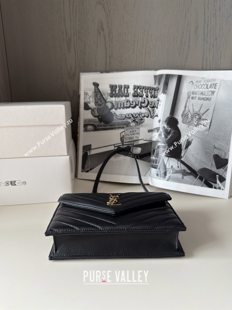 Saint Laurent Cassandre Matelasse Envelope Chain Wallet in Lambskin 742920 Black 2024 Top Quality (HONGS-25081107)