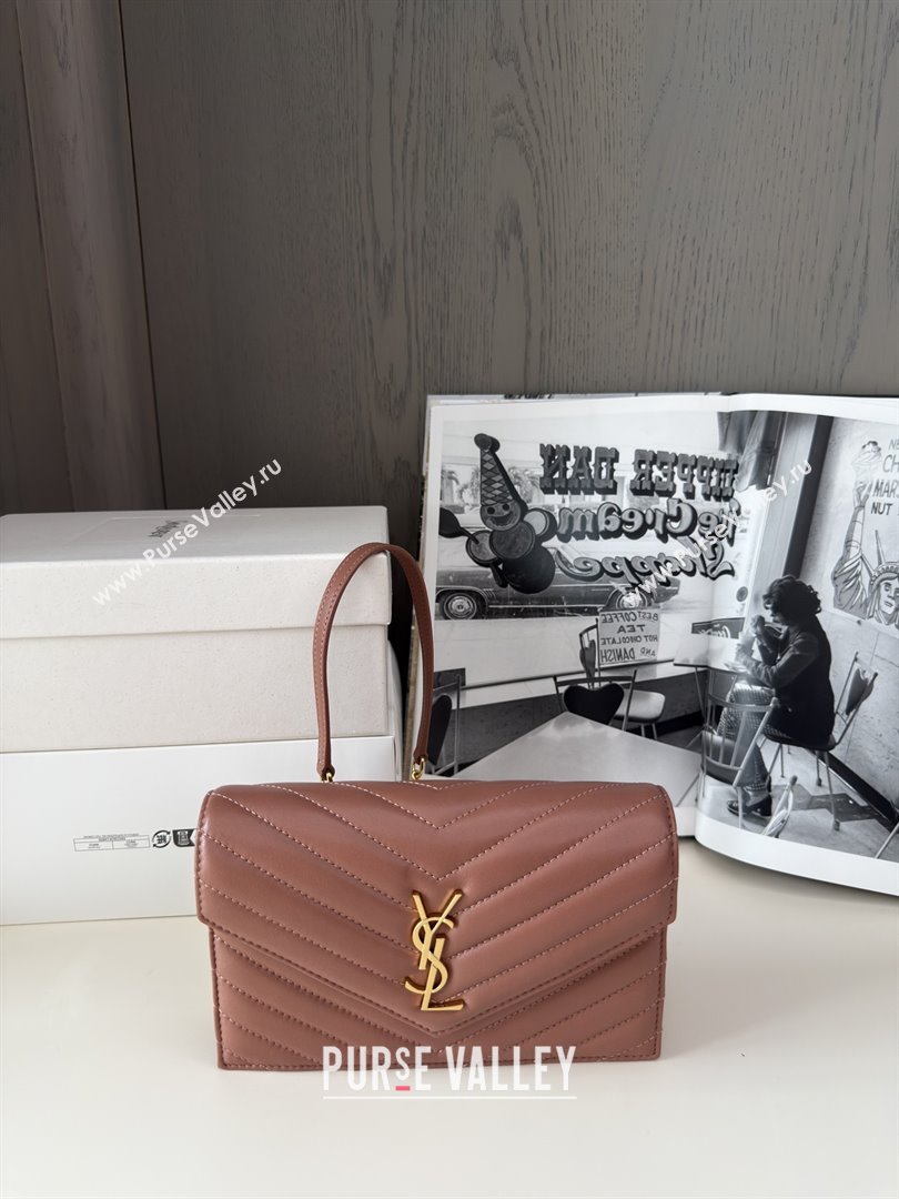 Saint Laurent Cassandre Matelasse Envelope Chain Wallet in Lambskin 742920 Pink 2024 Top Quality (HONGS-25081108)