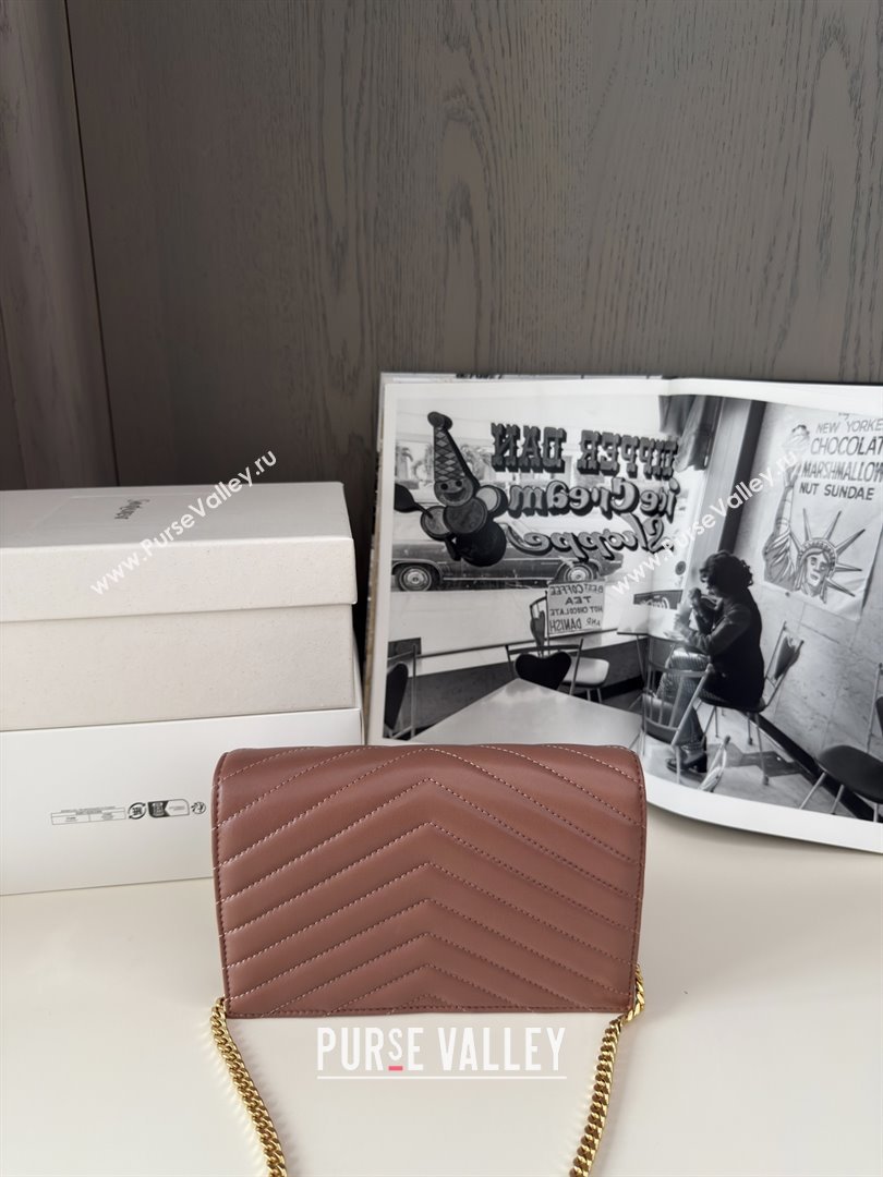 Saint Laurent Cassandre Matelasse Envelope Chain Wallet in Lambskin 742920 Pink 2024 Top Quality (HONGS-25081108)