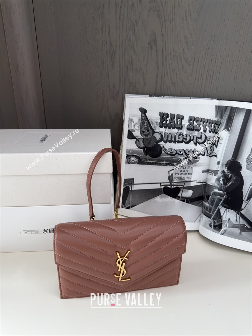 Saint Laurent Cassandre Matelasse Envelope Chain Wallet in Lambskin 742920 Pink 2024 Top Quality (HONGS-25081108)