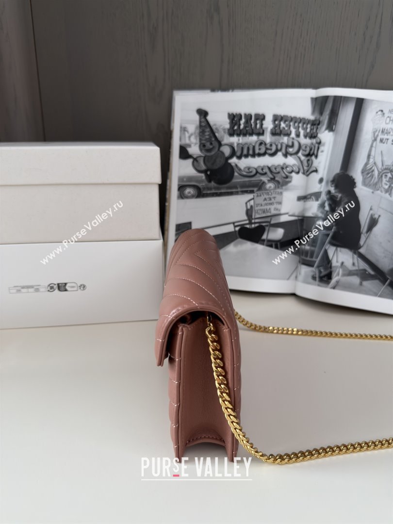 Saint Laurent Cassandre Matelasse Envelope Chain Wallet in Lambskin 742920 Pink 2024 Top Quality (HONGS-25081108)